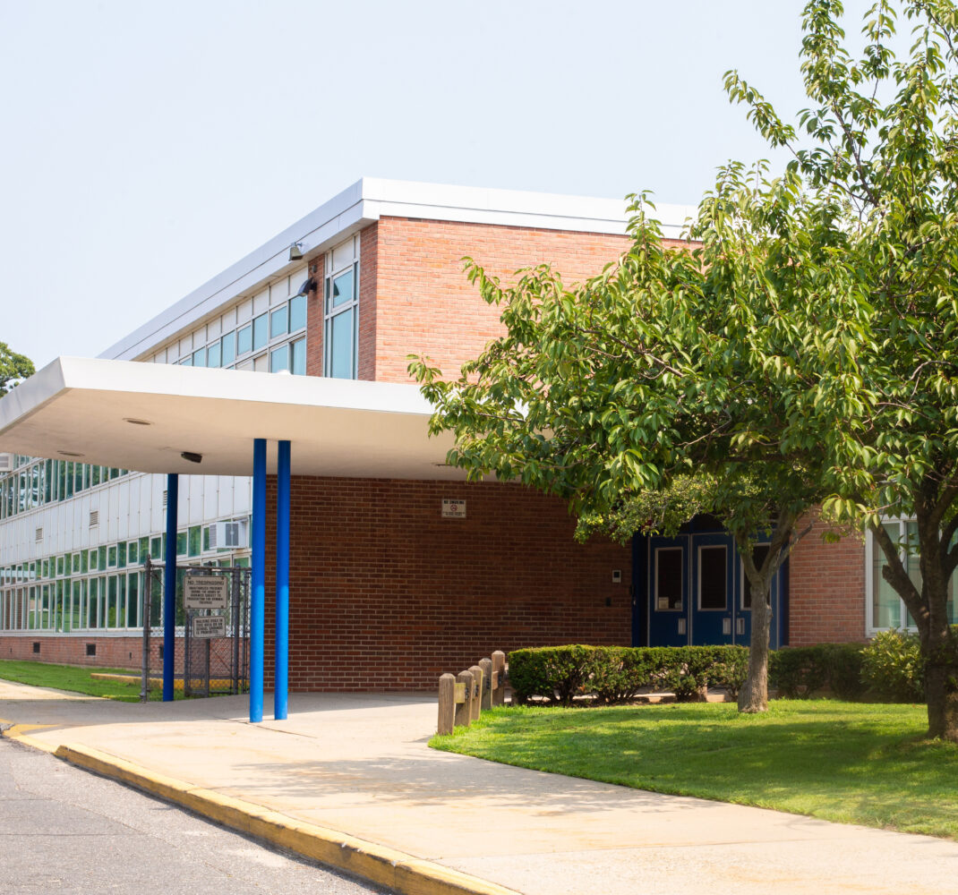View of typical American school building exterior