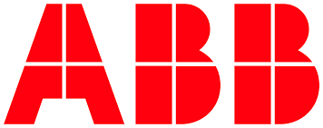 The ABB logo features large, bold red letters with geometric cutouts, reflecting strength, precision, and leadership in automation and power technologies.